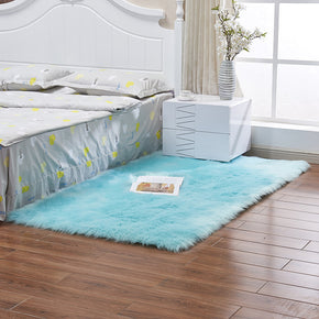 Light Blue Area Rugs Modern Faux Sheepskin Fur Shaggy Plush Bedside Rugs For the Bedroom Hall Living Room