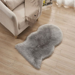 Grey Irregular Shaped Super Soft Faux Sheepskin Fur Area Rugs Shaggy Plush Rugs For the Bedroom Living Room Hall Bedside