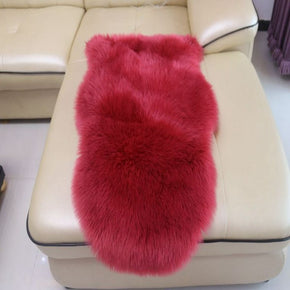 Area Rugs Red Irregular Shaped Shaggy Soft Faux Sheepskin Fur Plush Rugs For Bedside the Bedroom Living Room Hall