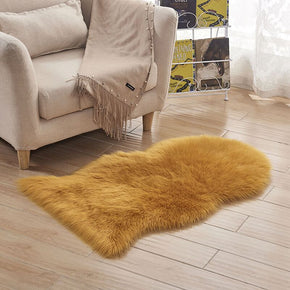 Plush Rugs Area Irregular Shaped Shaggy Soft Faux Sheepskin Fur For Bedside the Bedroom Living Room Hall
