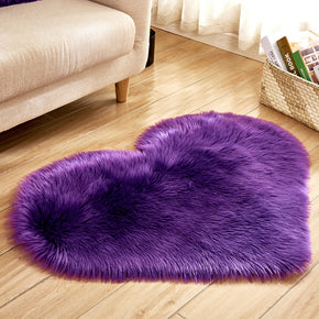 Heart Shaped Area Purple Shaggy Faux Sheepskin Fur Plush Rugs For Bedroom Hall Bedroom Bedside Living Room