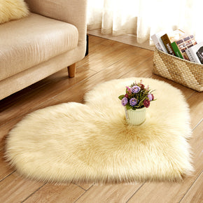 Yellow Faux Sheepskin Fur Shaggy Heart Shaped Area Plush Rugs For Bedroom Hall Bedroom Bedside Living Room