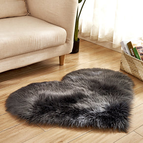 Love Heart Shaped Faux Sheepskin Fur Shaggy Area Plush Rugs For Bedroom Hall Bedroom Bedside Living Room