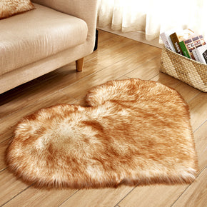 Faux Sheepskin Fur Area Love Heart Shaped Shaggy Plush Rugs For Bedroom Hall Bedroom Bedside Living Room