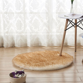 Area Faux Sheepskin Fur Round Shaggy Plush Rugs For  Living Room Bedroom Hall Bedroom Bedside