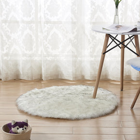 Modern Shaggy Area Faux Sheepskin Fur Round Plush Rugs For  Living Room Bedroom Hall Bedroom Bedside