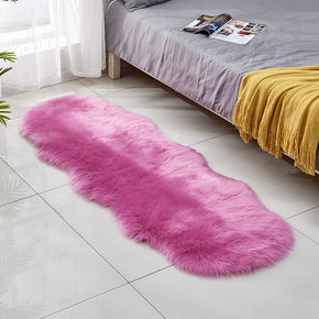 Modern Pink Faux Sheepskin Fur Area Rugs Super Soft Irregular Shaped Shaggy Plush Bedside Rugs For the Bedroom Hall Living Room