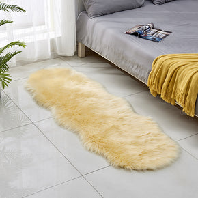 Yellow Faux Sheepskin Fur Modern Shaggy Area Irregular Shaped Plush Rugs For Bedside the Bedroom Hall Living Room