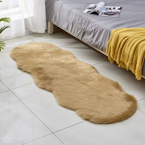 Modern Beige Shaggy Irregular Shaped Faux Sheepskin Fur Area Plush Rugs For Bedside the Bedroom Hall Living Room