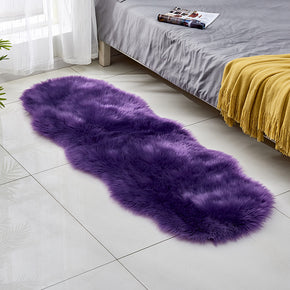 Purple Modern Area Shaggy Irregular Shaped Faux Sheepskin Fur Plush Rugs For Bedside the Bedroom Hall Living Room