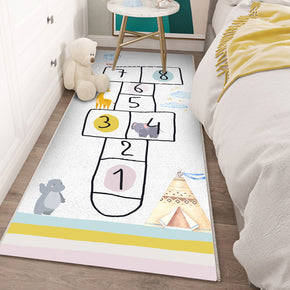 Kids Funny Hopscotch Game Floor Rug Mat Wear-Resistant Kids Play Mats Bedroom Nursery Rug Mat 01