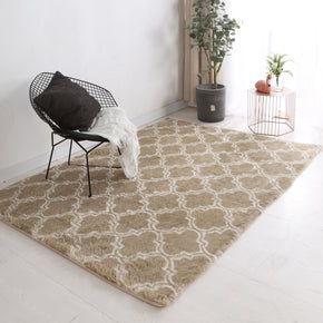 Brown Soft Comfortable Geometric Plush Shaggy Rugs Bedroom Living Room Bedside Rug Floor Mat 02
