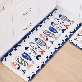 Fishes Patterned Entryway Doormat Runners Rugs Kitchen Bathroom Anti-skip Mats
