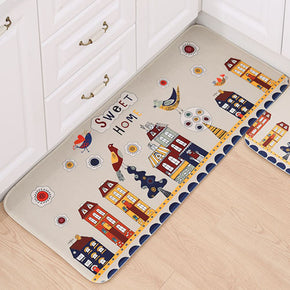 Colourful Sweet Home Houses Patterned Entryway Doormat Runners Rugs Kitchen Bathroom Anti-skip Mats