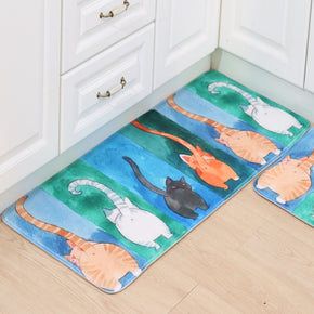 Cats Pets Patterned Entryway Doormat Runners Rugs Kitchen Bathroom Anti-skip Mats