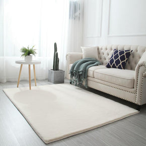 Quality Beige Colour Super Soft Plain Bedroom Living Room Bedside Shaggy Plush Faux Rabbit Fur Rugs Anti-skip Floor Mats