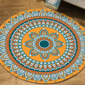 Yellow 3D Round Modern Moroccan Patterned Living Room Bedroom Office Anti-slip Area Rugs