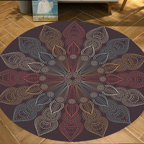 Round 3D Modern Moroccan Floral Flower Patterned Living Room Bedroom Office Anti-slip Area Rugs