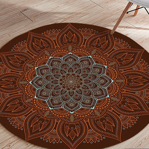 Orange Round Moroccan 3D Flower Patterned Living Room Bedroom Office Anti-slip Area Rugs
