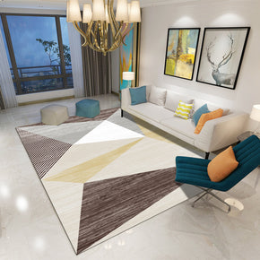 Brown Modern Geometric Printed Patterned Carpet Living Room Bedroom Office Hall Floor Mat Rugs