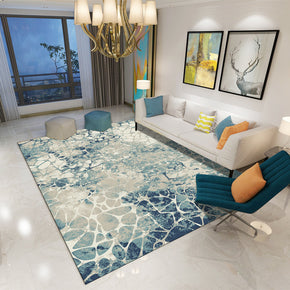 Blue Modern Printed Patterned Carpet Living Room Bedroom Office Hall Floor Mat Rugs