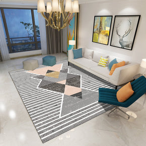 Printed Modern Geometric Striped Patterned Carpet Living Room Bedroom Office Hall Floor Mat Rugs