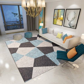 Printed Light Blue Modern Geometric Patterned Carpet Living Room Bedroom Office Hall Floor Mat Rugs
