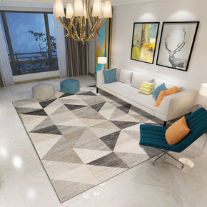 Printed Beige Modern Geometric Patterned Carpet Living Room Bedroom Office Hall Floor Mat Rugs