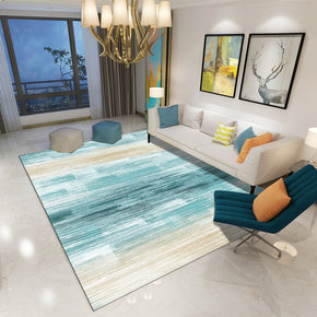 Blue Modern Striped Printed Plain Carpet Living Room Bedroom Office Hall Floor Mat Rugs