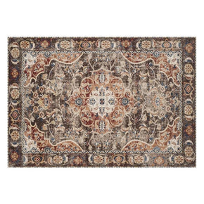 Brown Traditional Retro Vintage Floral Patterned Living Room Hall Office Bedroom Floor Rugs Size Customizable