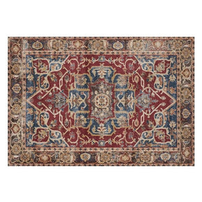 Red Traditional Retro Vintage Floral Patterned Living Room Hall Office Bedroom Floor Rugs Size Customizable