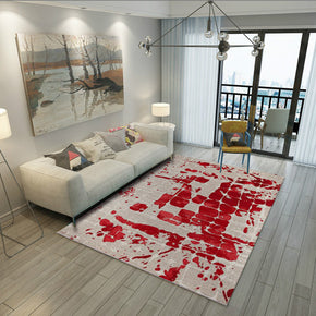 Red Modern Printed Geometric Patterned Carpet Living Room Bedroom Office Hall Floor Mat Rugs