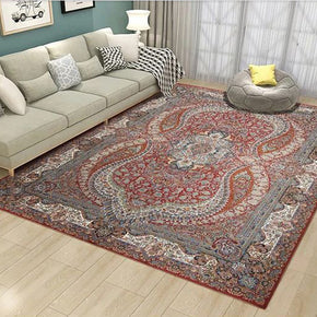 Red Printed Traditional Shaggy Vintage Patterned Area Rug for Living Room Hall Office Bedroom