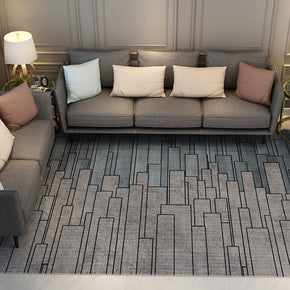 Blue Grey Modern Contemporary Simple Striped Geometric Rugs for Living Room Dining Room Bedroom