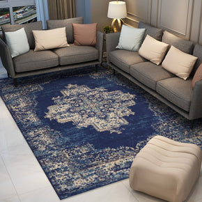 Blue Traditional Shaggy Vintage Rugs for Living Room Dining Room Bedroom Hall