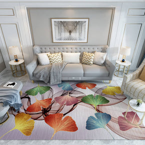 Colorful Ginkgo Leaves Pattern Rugs for Living Room Dining Room Bedroom Hall