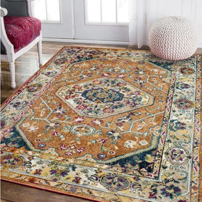 Bright Colour Vintage Traditional Design Area Floor Rug with Non-Slip Backing Sizes Customizable