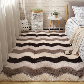 Modern Striped Carpet Bedroom Living Room Sofa Rugs Soft Plush Shaggy Rugs