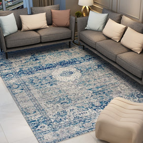 Light Blue Plush Patterned Traditional Rugs for the Bedroom and Living Room