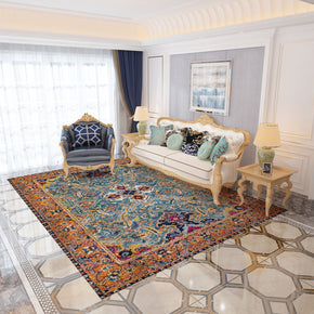 Atmospheric  Beautiful Yellow Blue Traditional Plush Vintage Rugs for Living Room Dining Room Bedroom Hall