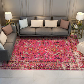 Pink Fine Gorgeous Printed Traditional Plush Vintage Rugs for Living Room Dining Room Bedroom Hall