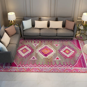 Beautiful Pink Polyester Traditional Plush Vintage Rugs for Living Room Dining Room Bedroom Hall