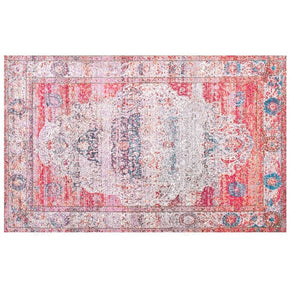 Traditional Pink Patterned Shaggy Retro Rug for the Living Room and Bedroom