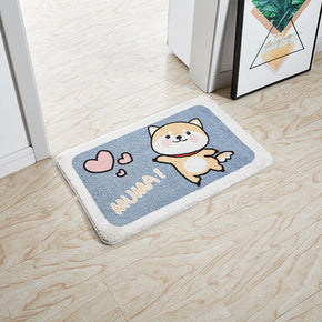 Cute Cartoon Dog Patterned Entryway Doormat Kitchen Bathroom Rugs Anti-skip Mats