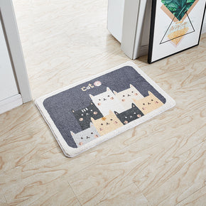 Lovely Cartoon Cats Patterned Entryway Doormat Kitchen Bathroom Rugs Anti-skip Mats