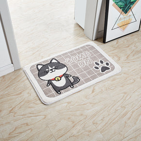 Siberian Husky Cartoon Patterned Entryway Doormat Kitchen Bathroom Rugs Anti-skip Mats