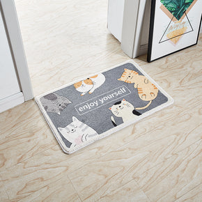 Cute CartoonCats Kitten Patterned Entryway Doormat Doormat Kitchen Bathroom Rugs Anti-skip Mats