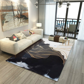 Black Printed Dyed Modern Carpets for Bedroom Office Living Room and Kitchen