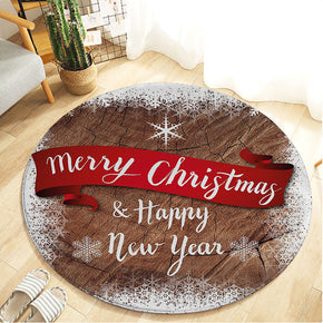Brown Christmas Holiday Round Flannel Kitchen Doormat Bathroom Floor Mats Rugs Christmas Tree