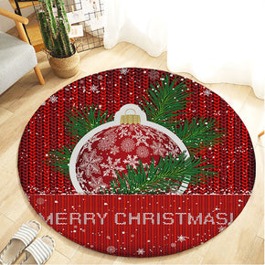 Red Bells Christmas Holiday Round Flannel Kitchen Doormat Bathroom Floor Mats Rugs for Christmas Tree
